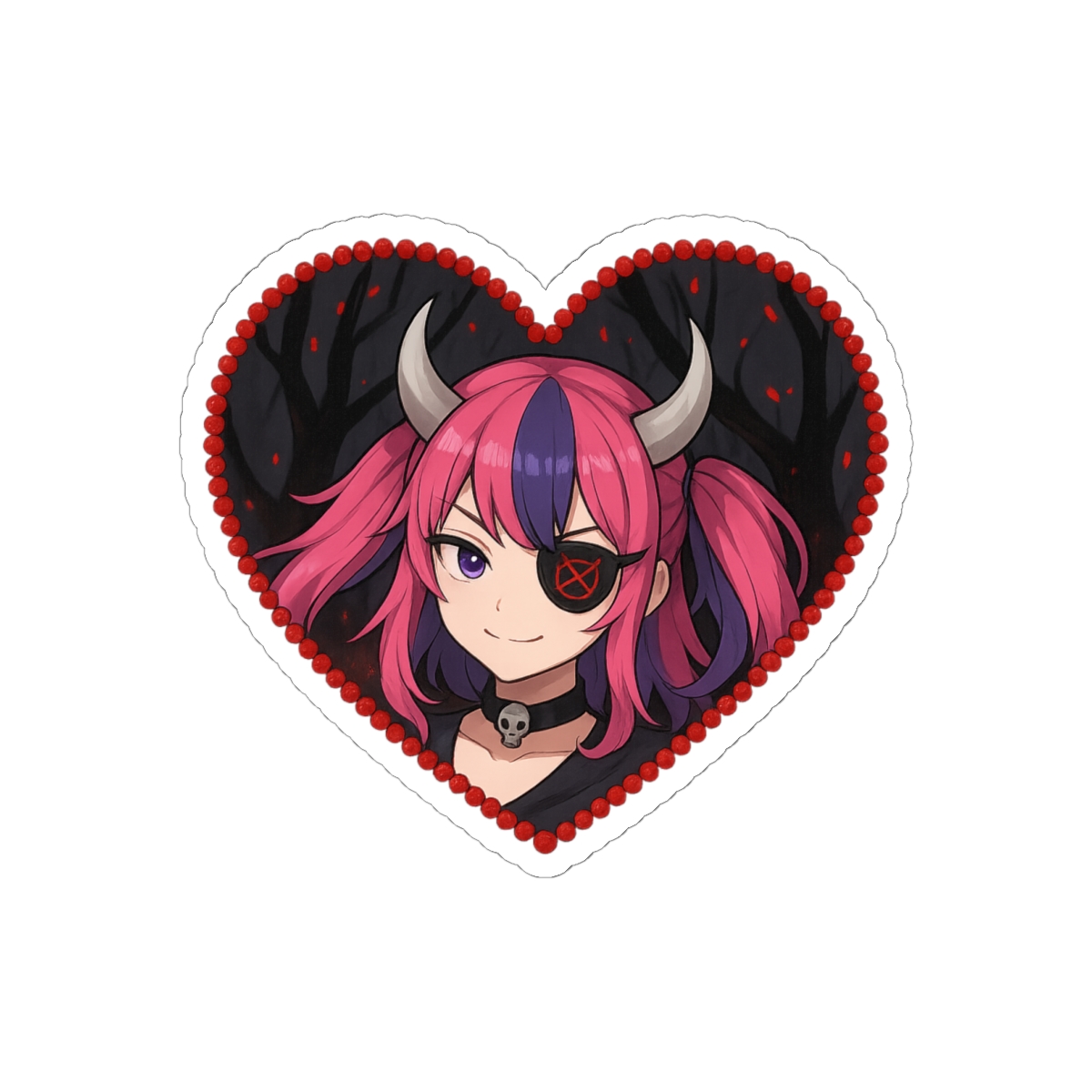 Cute Ironmouse VTuber Horned Girl Rose Heart Sticker