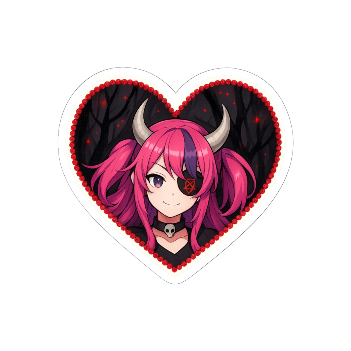 Ironmouse Cute Vtuber Horns Floral Heart Sticker | Adorable Vinyl Decal