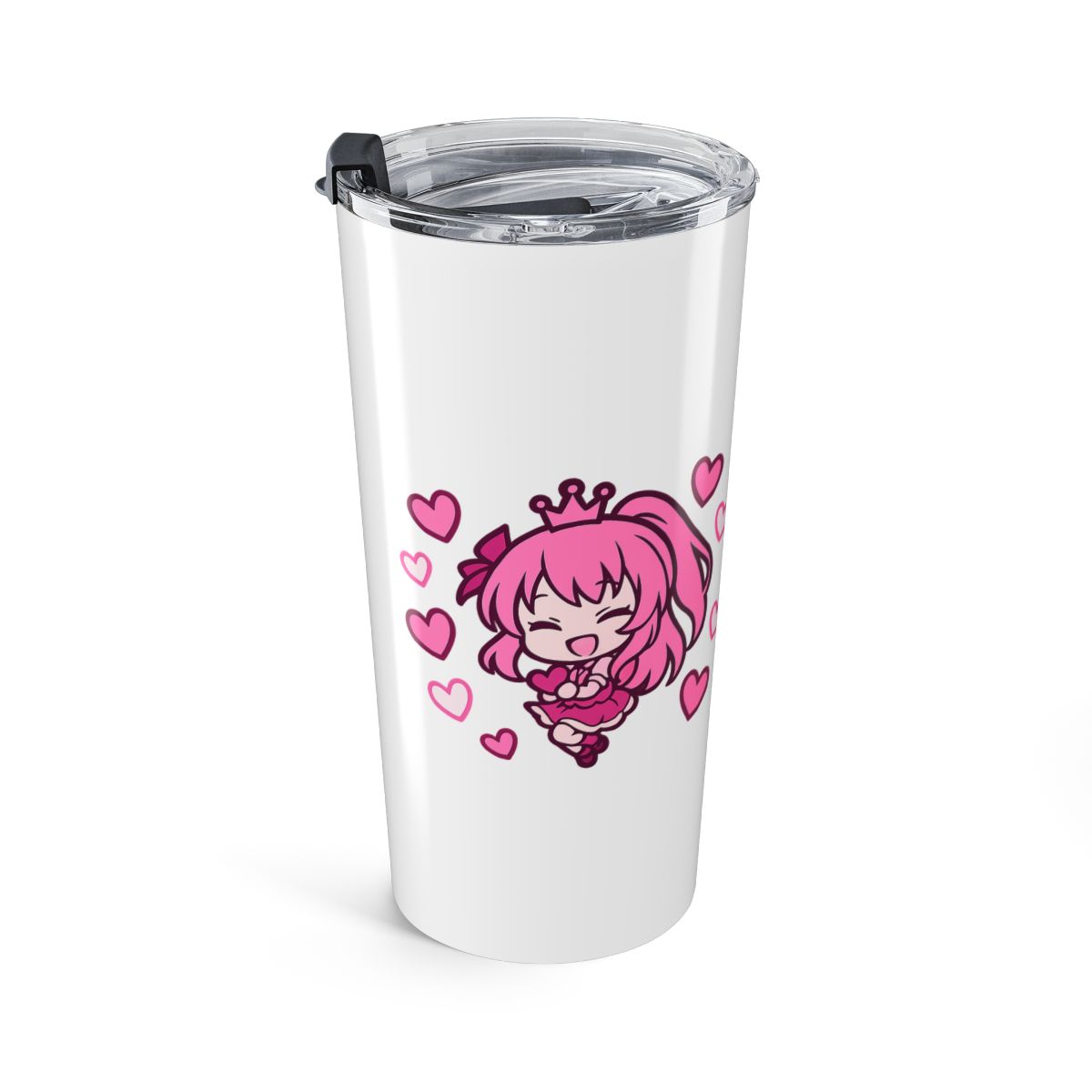 Kawaii Pink Anime Hearts Glass Tumbler with Bamboo Lid