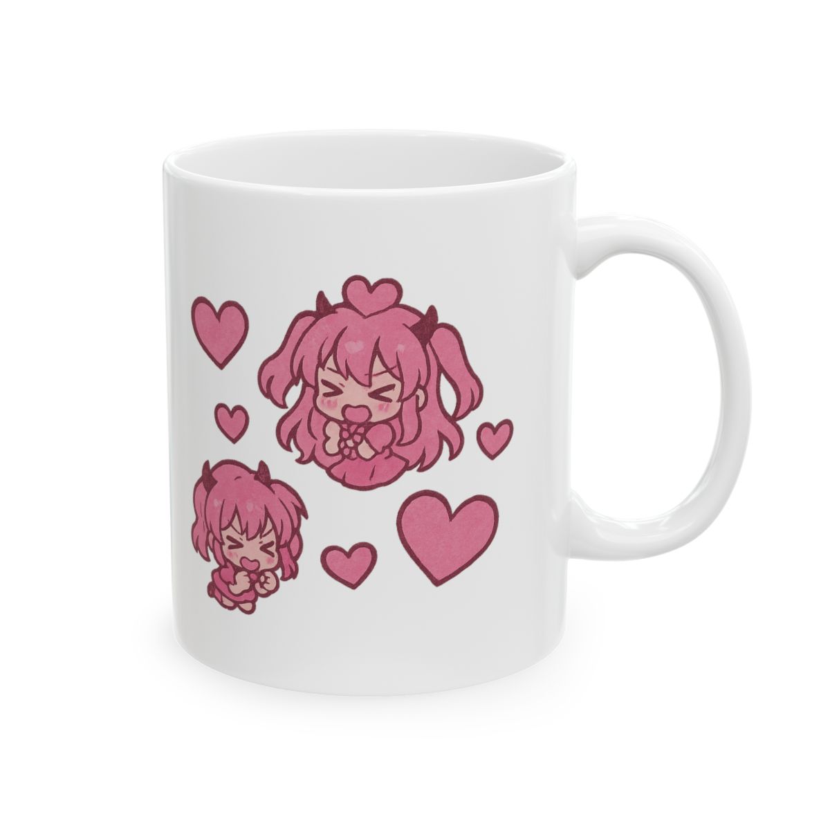Kawaii Pink Anime Hearts | Anime Fan Mug, Kawaii Coffee Cup, Cute Gift