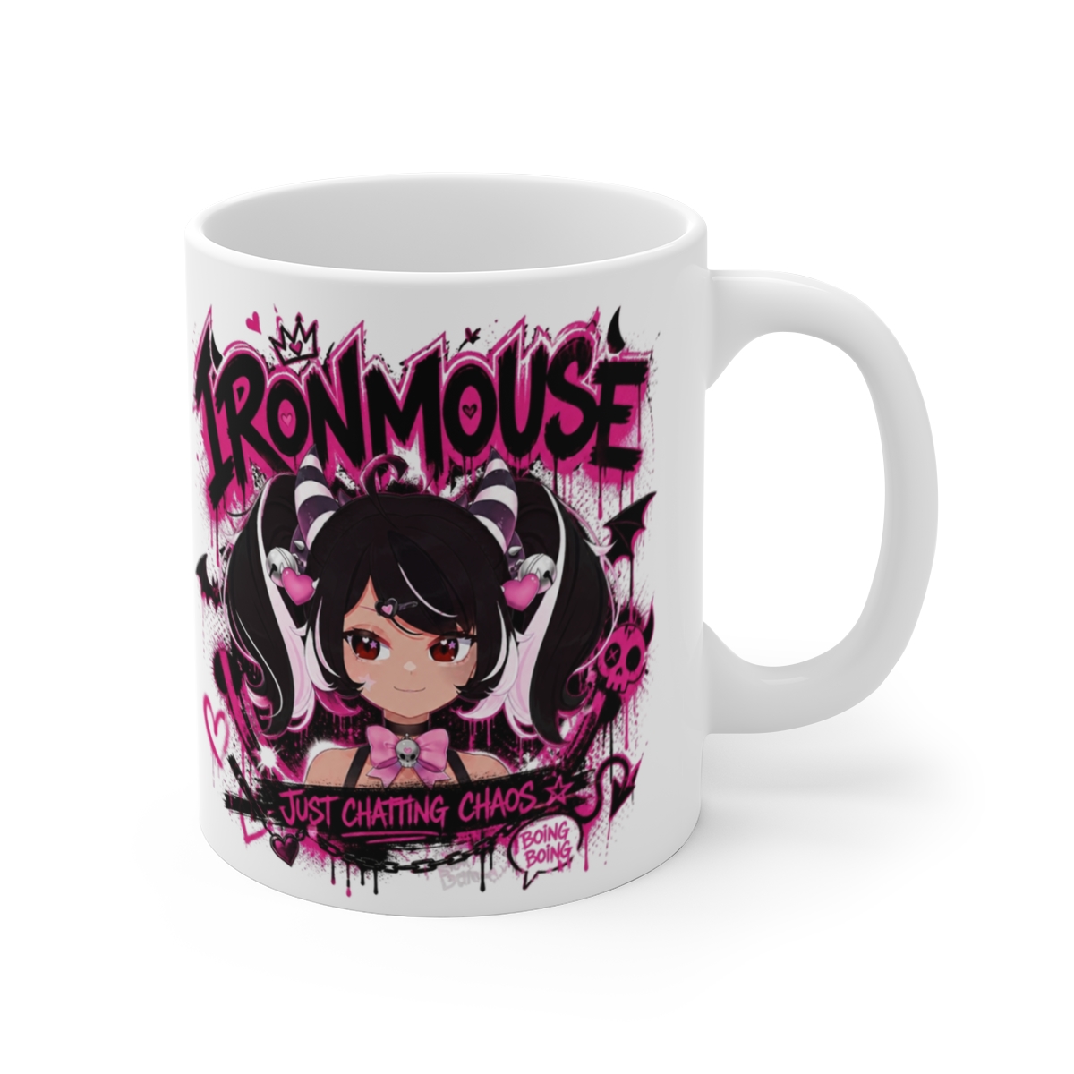 Ironmouse "Boing Boing" White Mug
